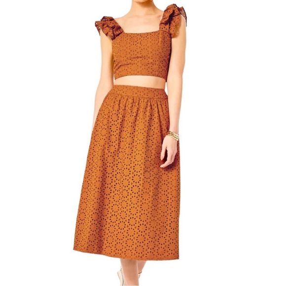 NWT Lolina Midi Set Toffee Sunburst Eyelet Size 8 - Picture 1 of 11